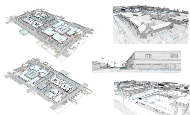 Existing condition Revit model of a large retail center