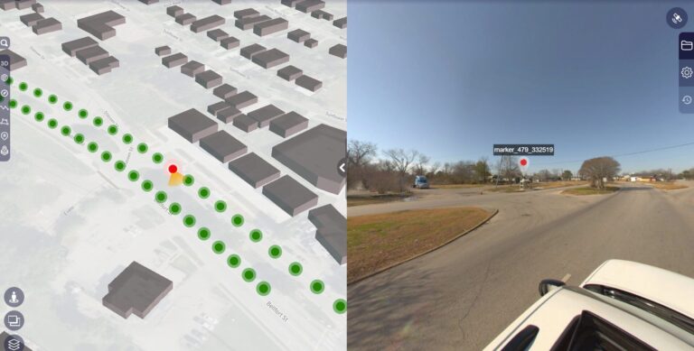 Interactive Mobile LiDAR corridor survey viewer combining 3D mapping with synchronized street-level GPS imagery.